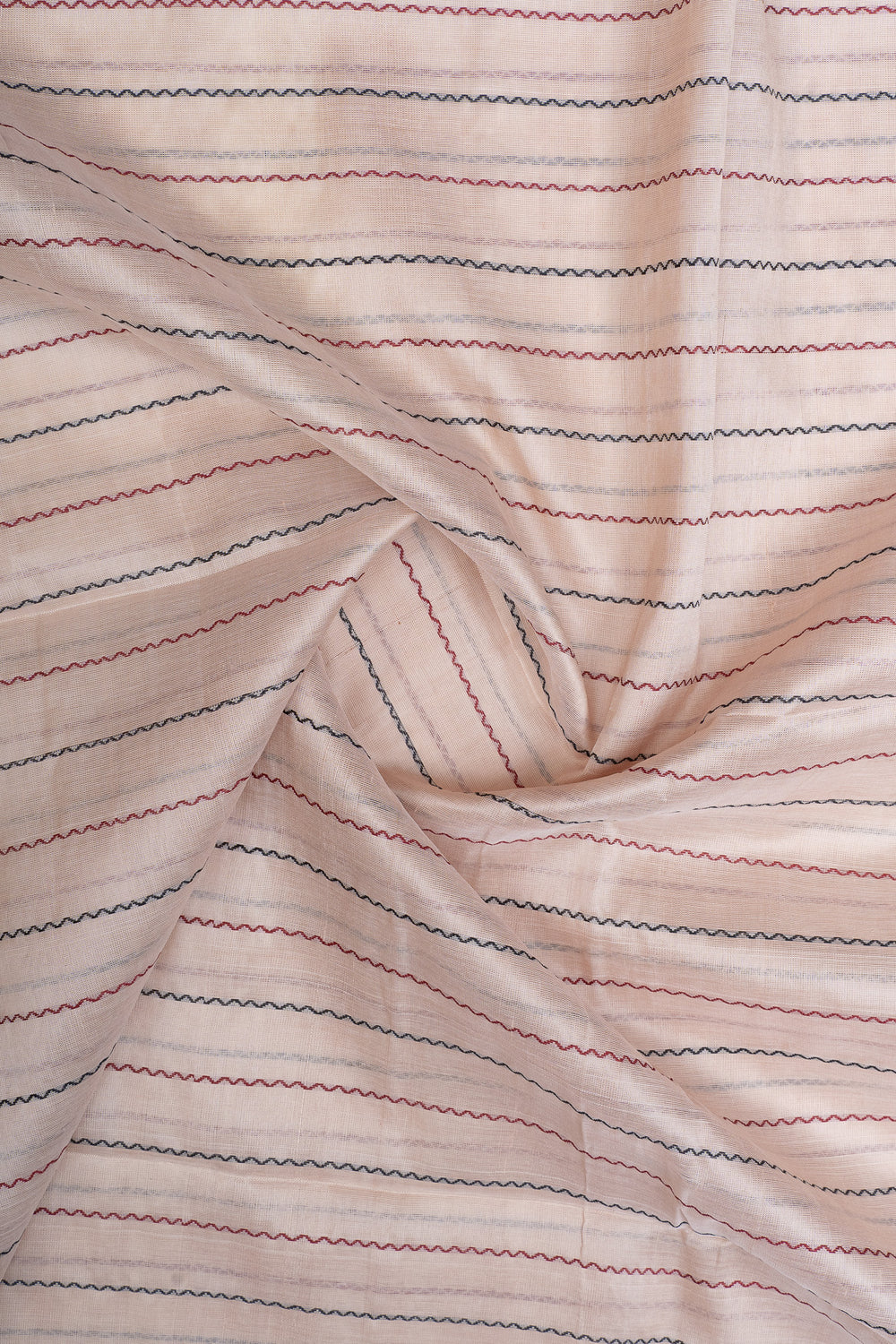 Off white neli thread stripes  pure silk cotton saree