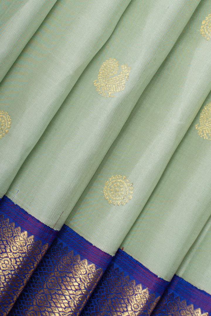 Pastel green traditional pure kanchipuram silk saree