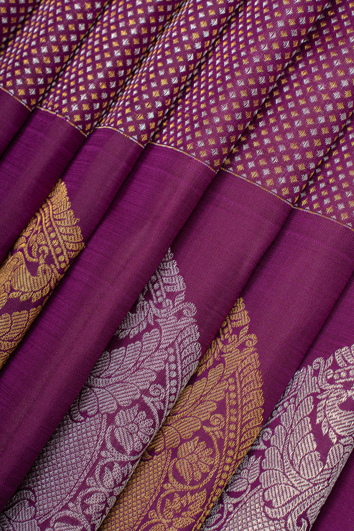 Purple brocade pure soft silk saree