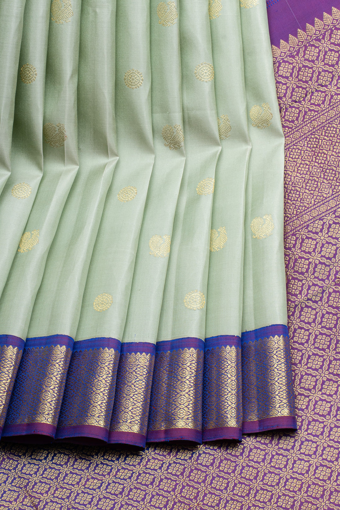 Pastel green traditional pure kanchipuram silk saree