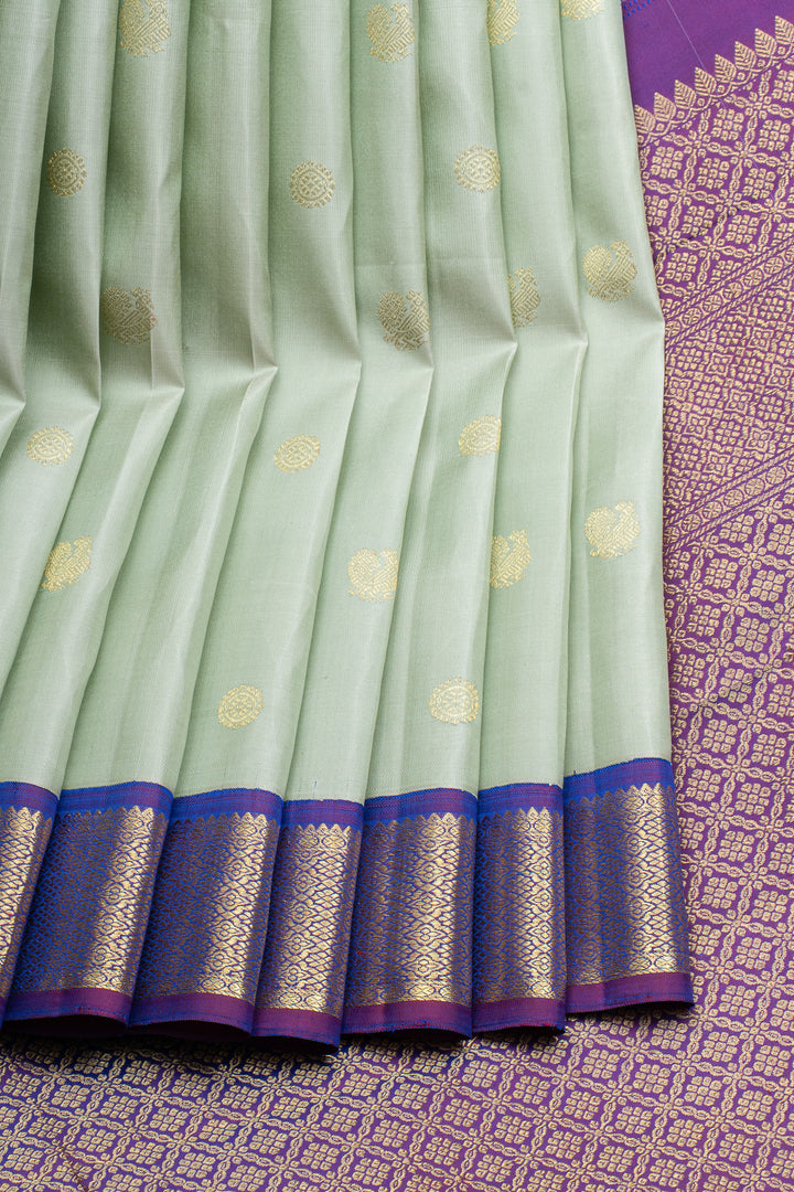 Pastel green traditional pure kanchipuram silk saree