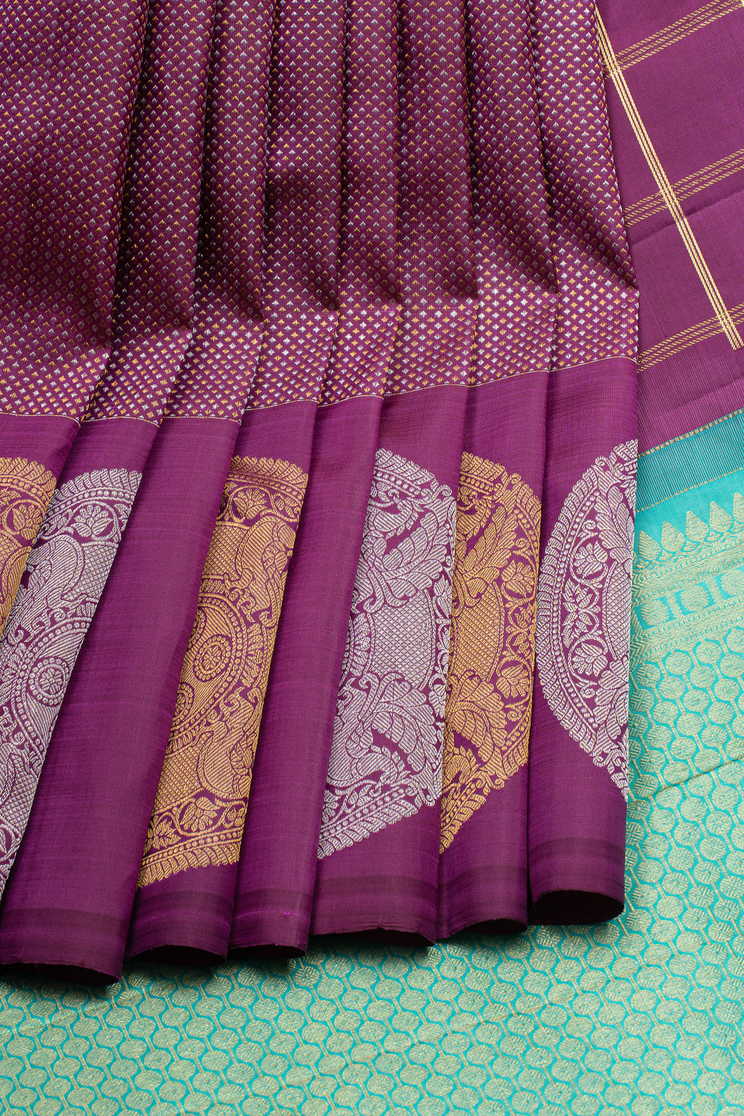Purple brocade pure soft silk saree