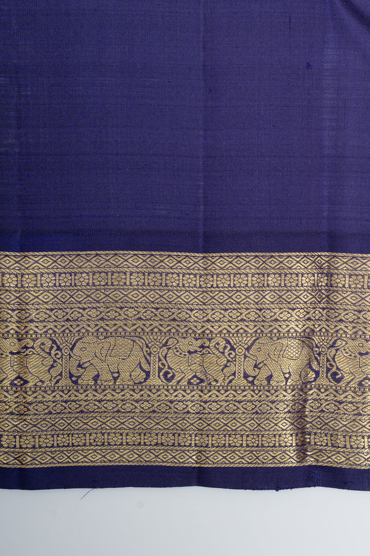 Orange and purple traditional pure kanchipuram silk saree