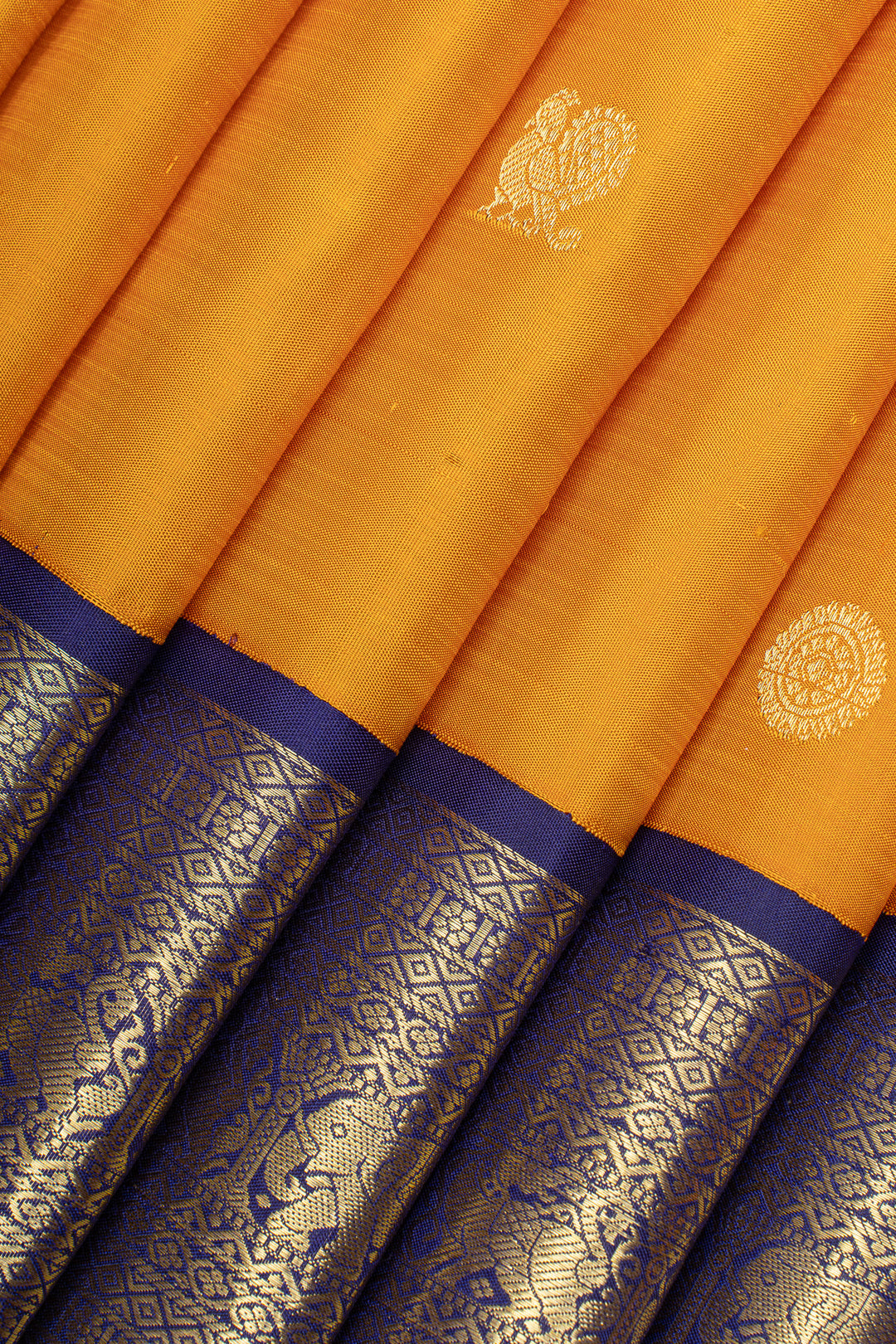 Orange and purple traditional pure kanchipuram silk saree