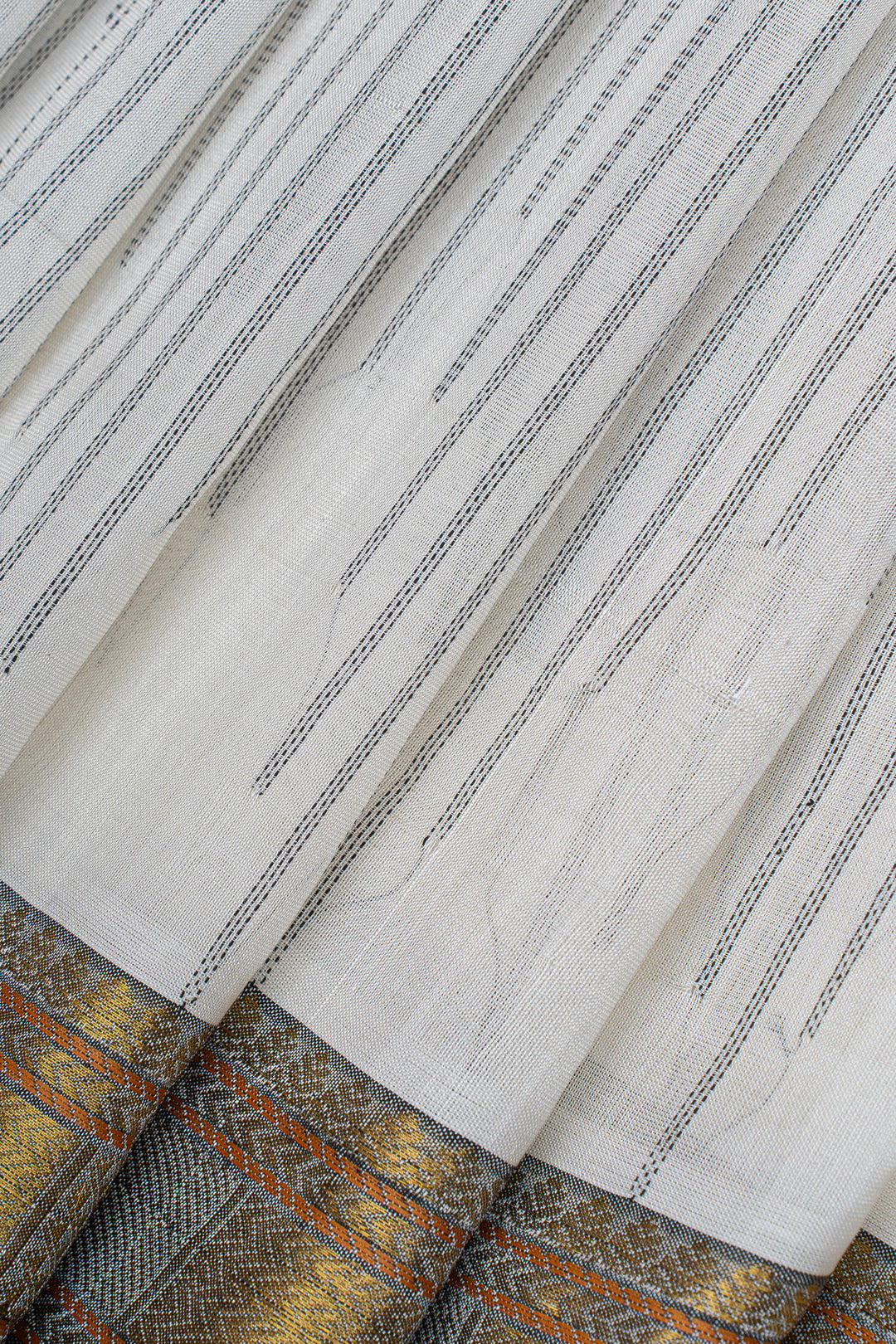 White threadwork pure silk cotton saree