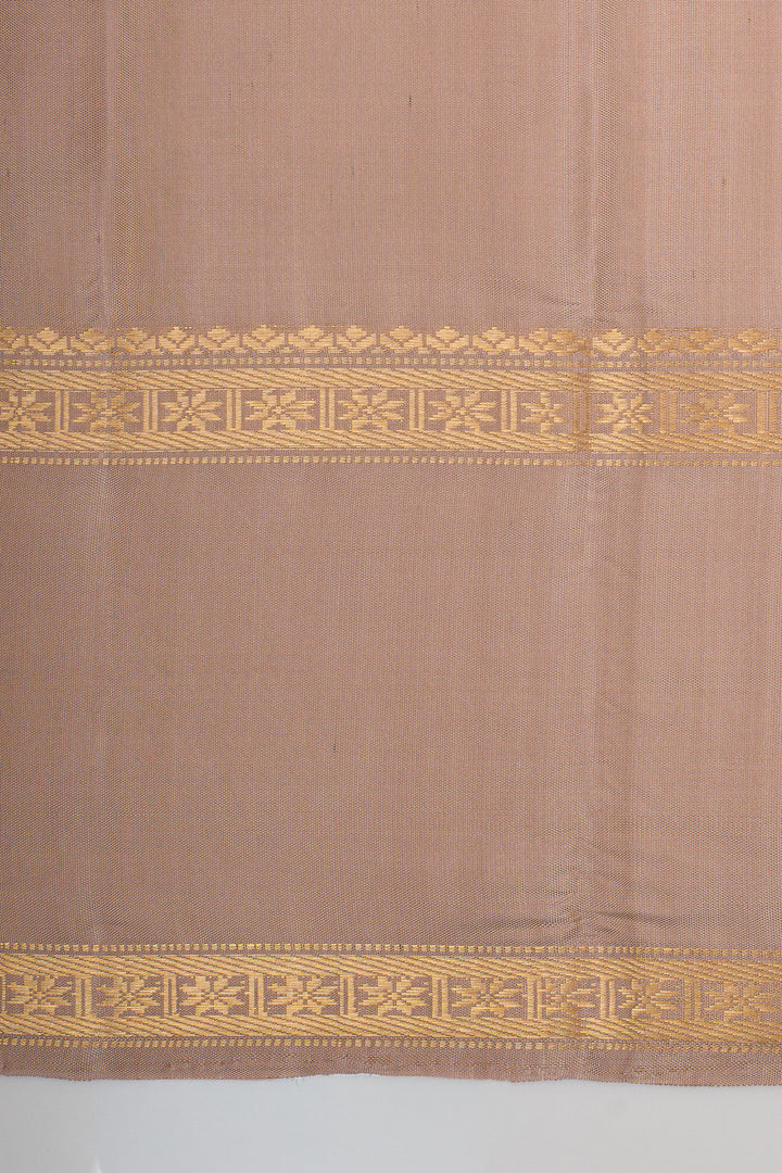 Bluish grey and beige rettai pettu pure soft silk saree