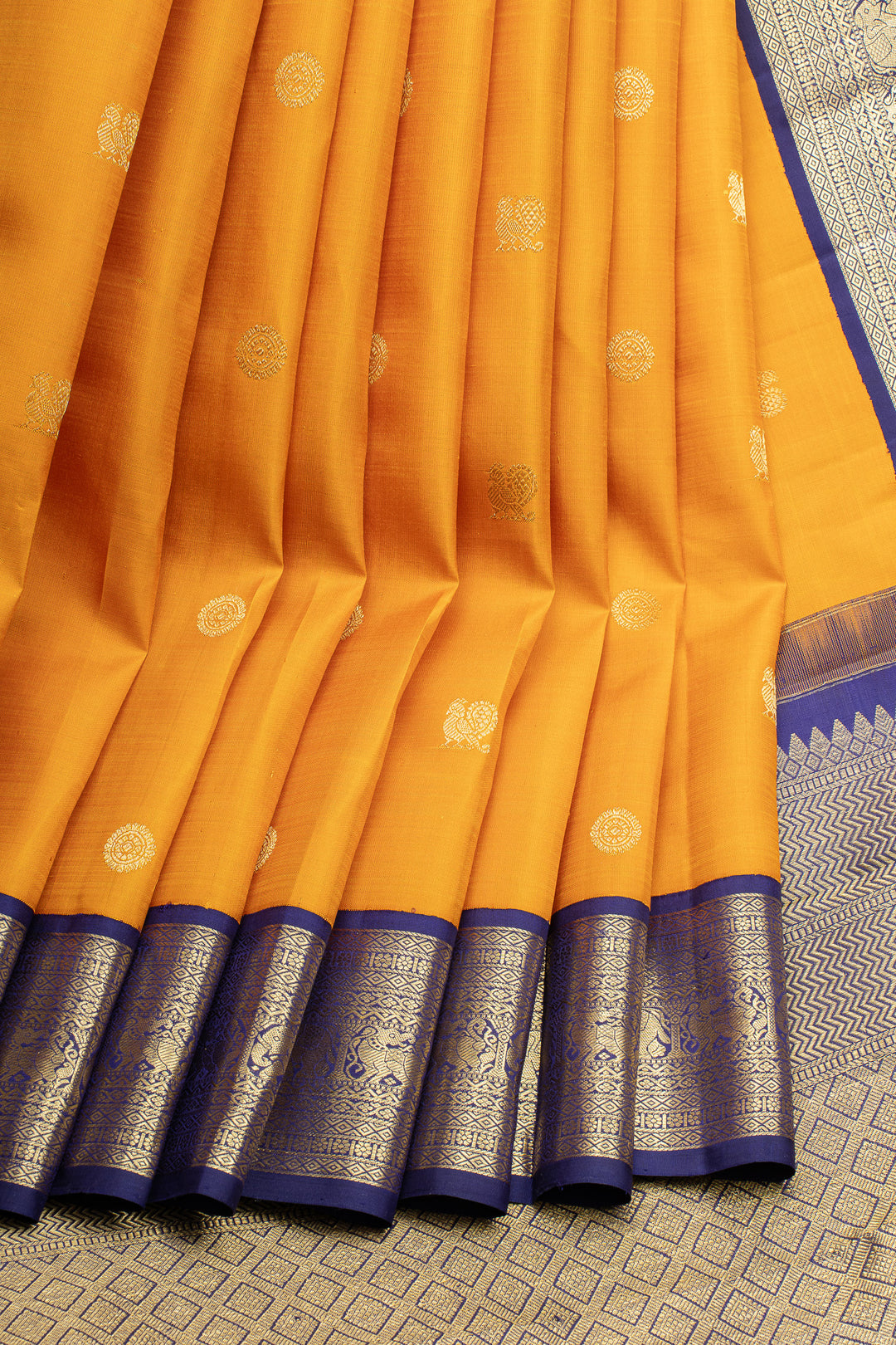 Orange and purple traditional pure kanchipuram silk saree