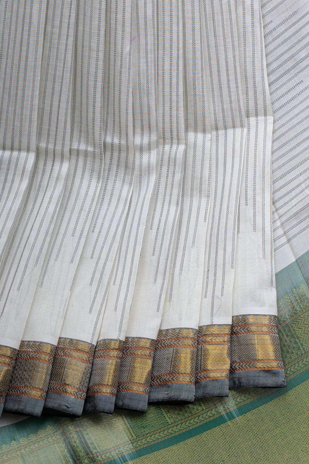 White threadwork pure silk cotton saree