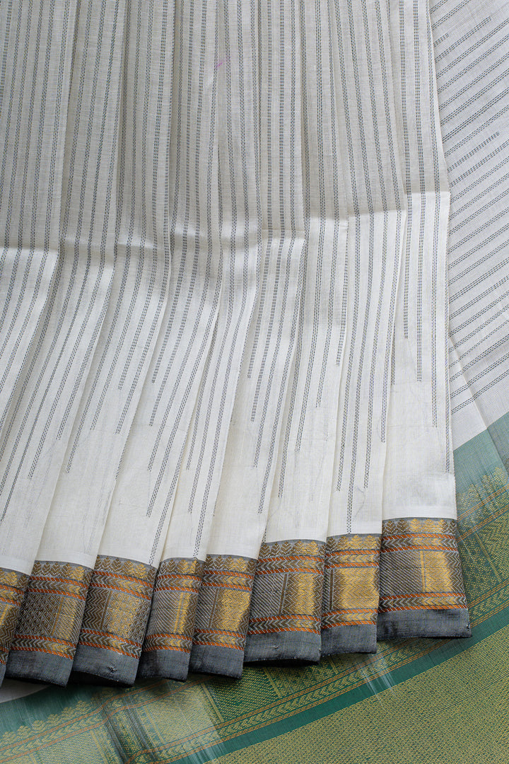 White threadwork pure silk cotton saree