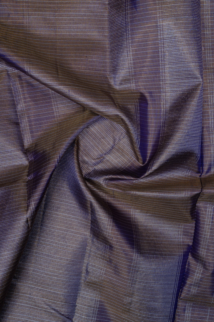 Navy blue zari checks pure kanchipuram silk saree