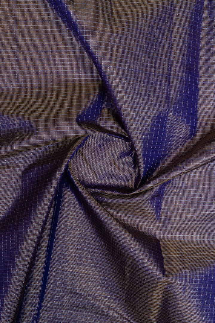 Navy blue zari checks pure kanchipuram silk saree