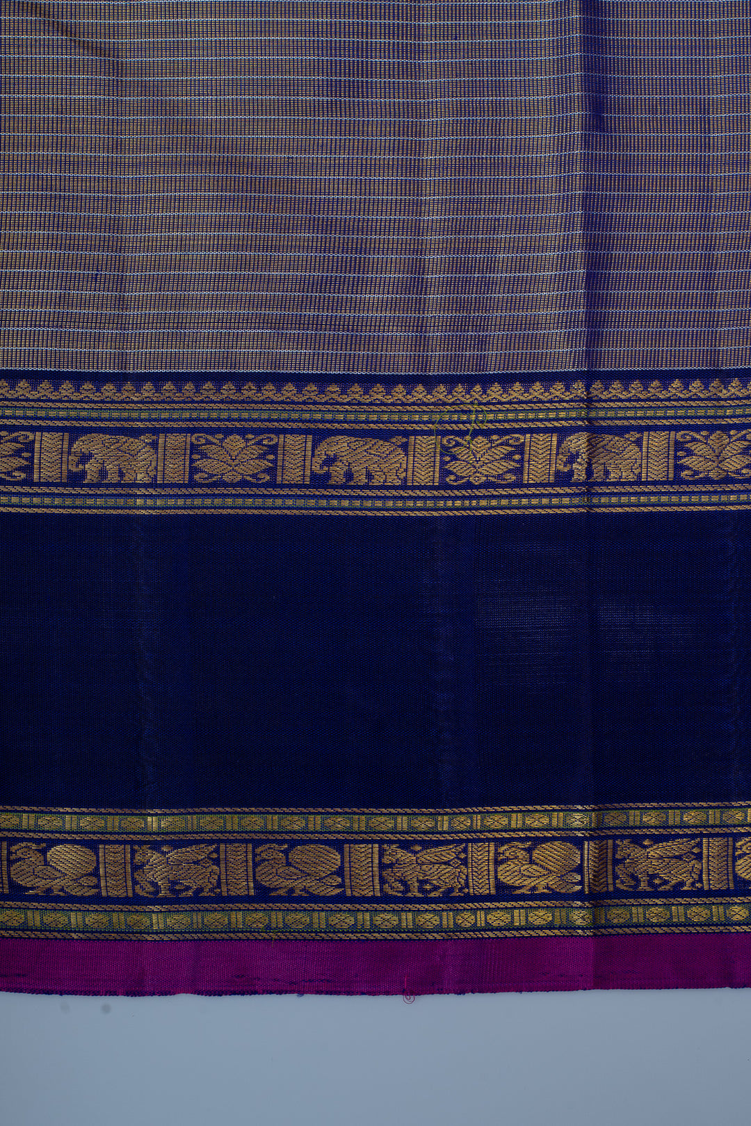 Navy blue zari checks pure kanchipuram silk saree