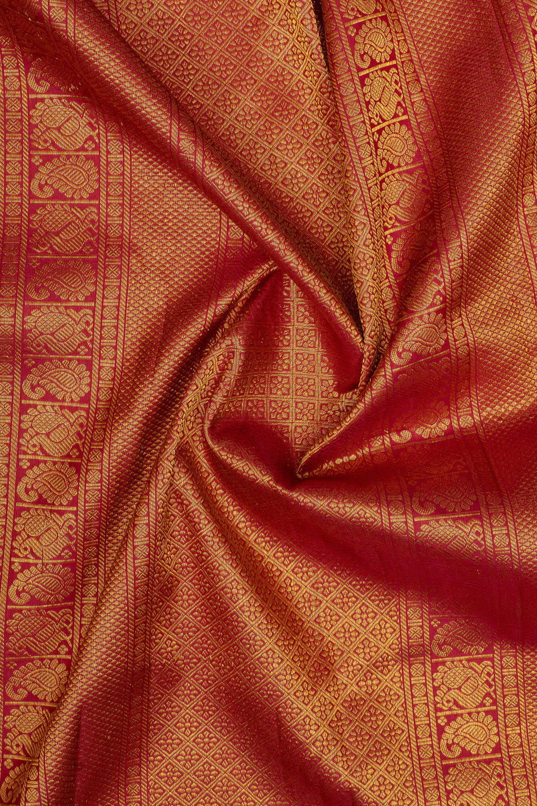 Mauve and red traditional pure kanchipuram silk saree