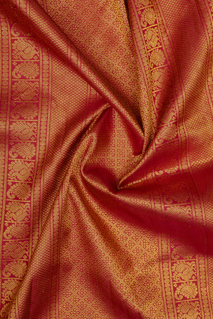 Mauve and red traditional pure kanchipuram silk saree