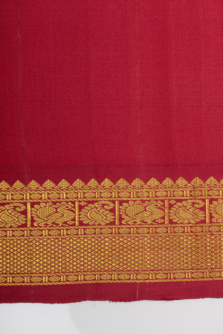Mauve and red traditional pure kanchipuram silk saree