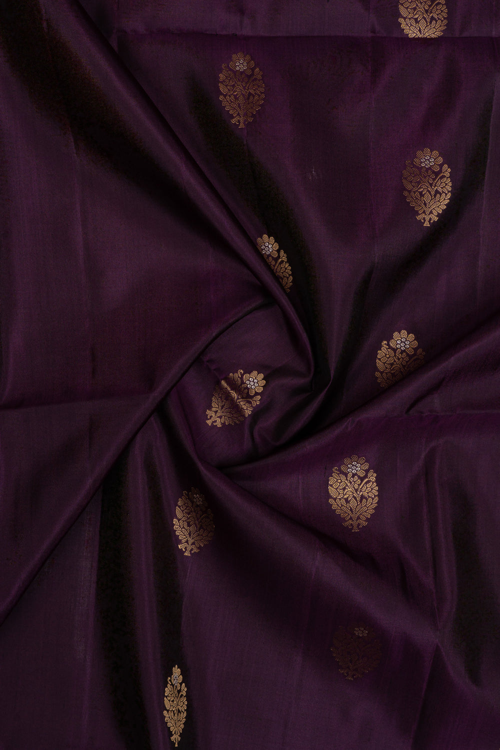 Aubergine purple traditional pure soft silk saree