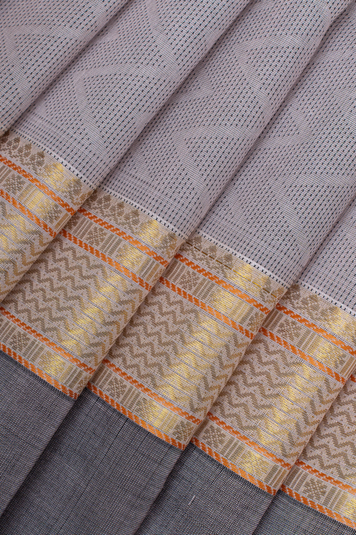 Grey threadwork pure silk cotton saree