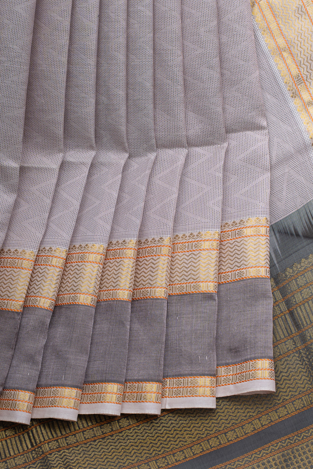 Grey threadwork pure silk cotton saree