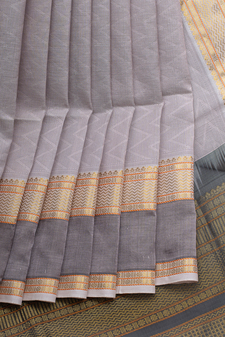 Grey threadwork pure silk cotton saree