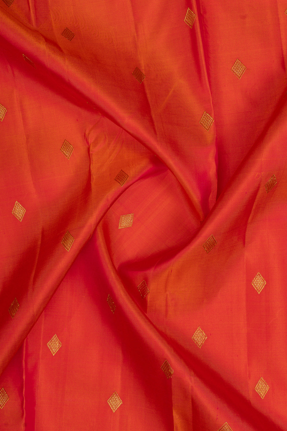Peach orange triple pettu  pure kanchipuram silk saree