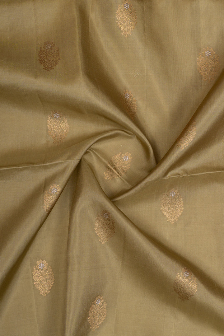 Elaichi green and peach pure soft silk saree