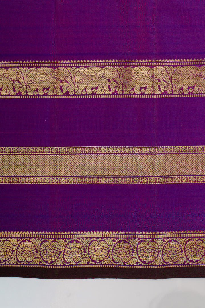 Peach orange triple pettu  pure kanchipuram silk saree