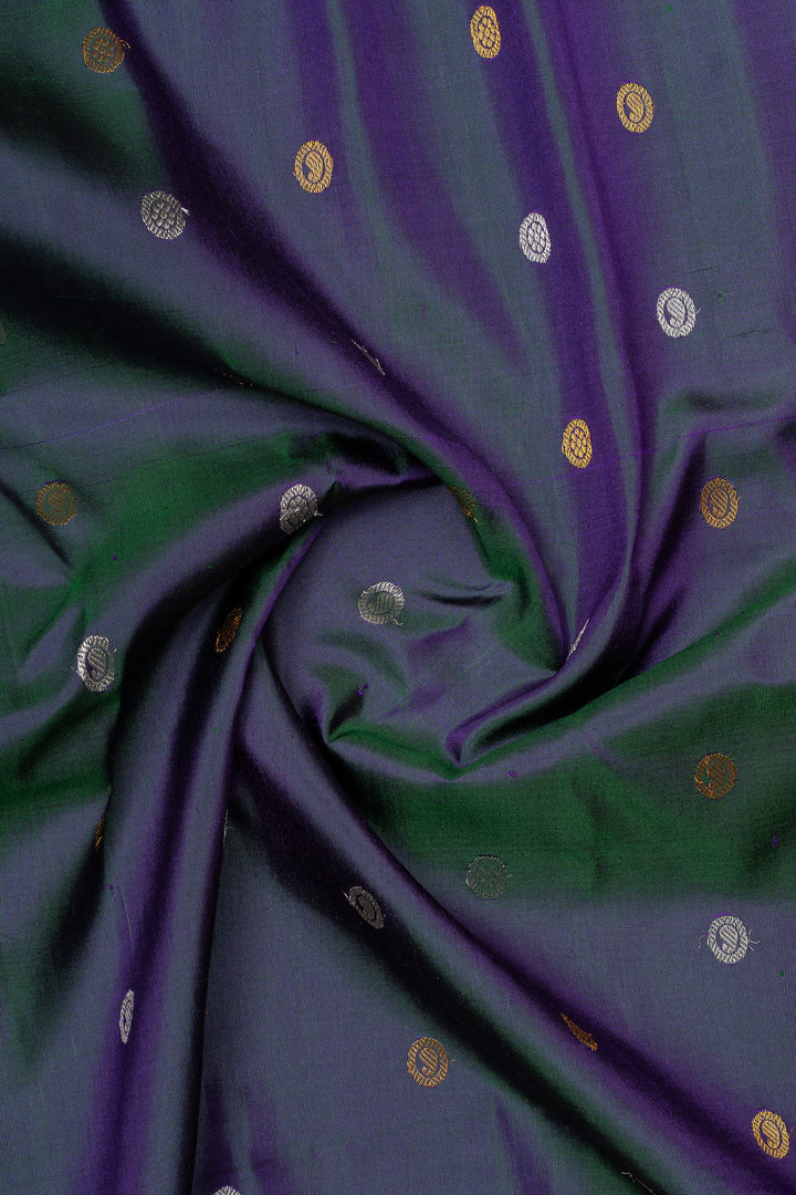 Purplish blue and orange pure Gadwal silk saree