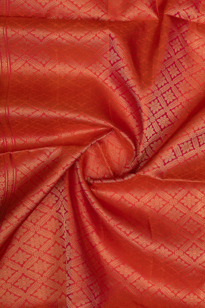 Bottle green and peach traditional pure soft silk saree
