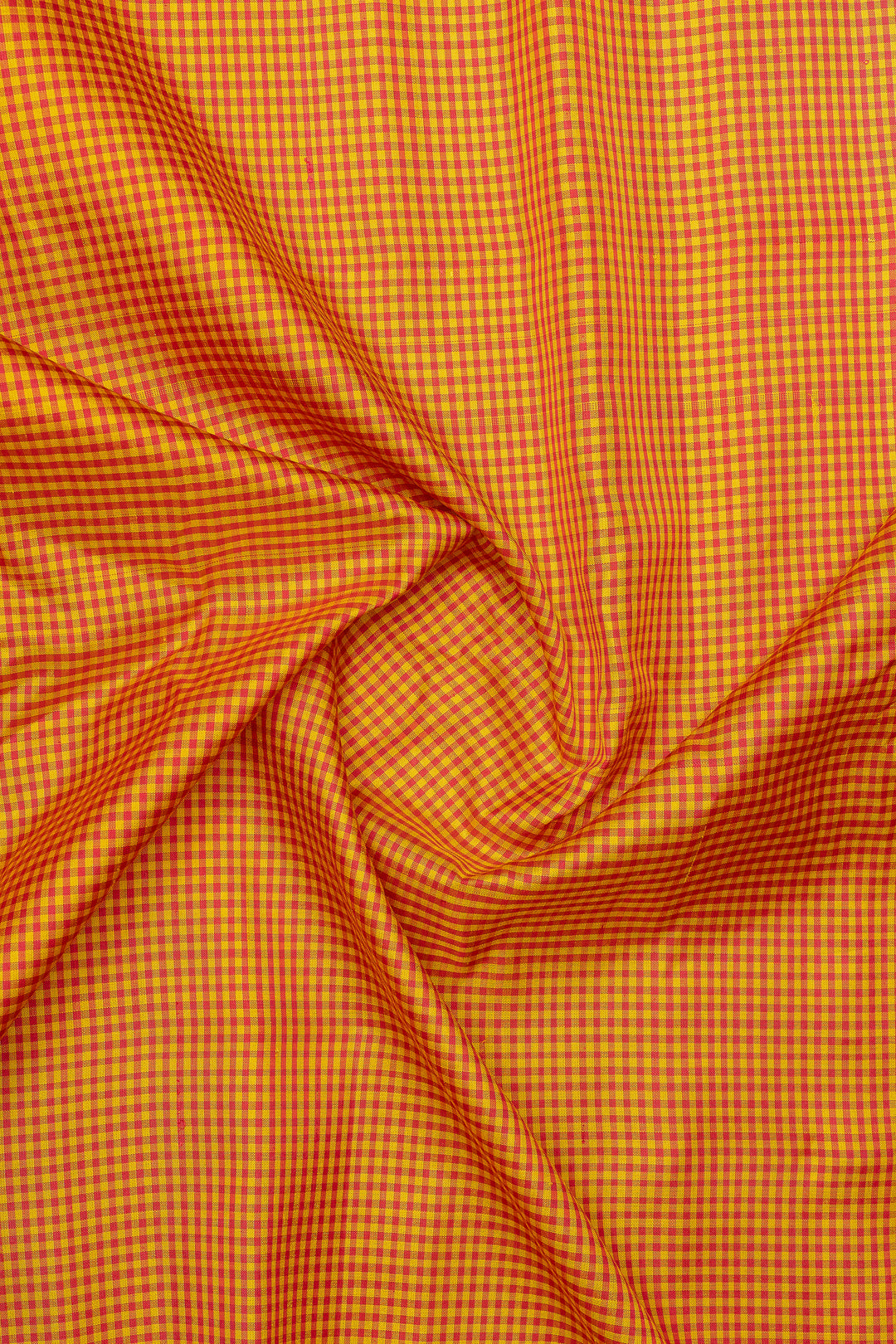 Orange checks and green pure Gadwal silk saree