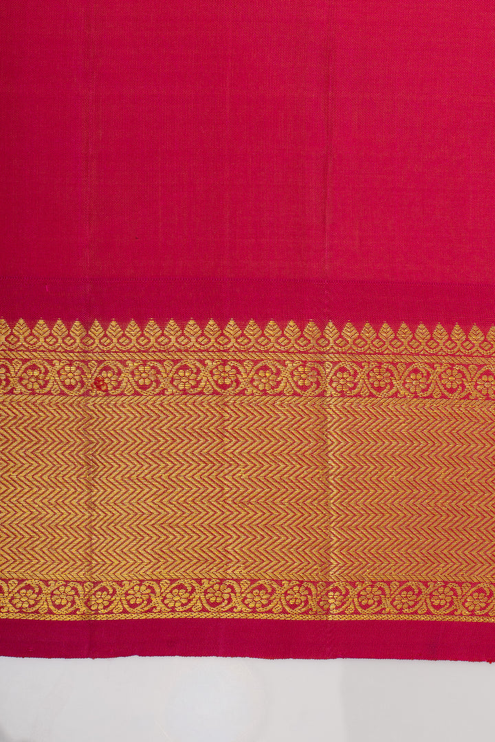 Pastel blue and red traditional pure kanchipuram silk saree