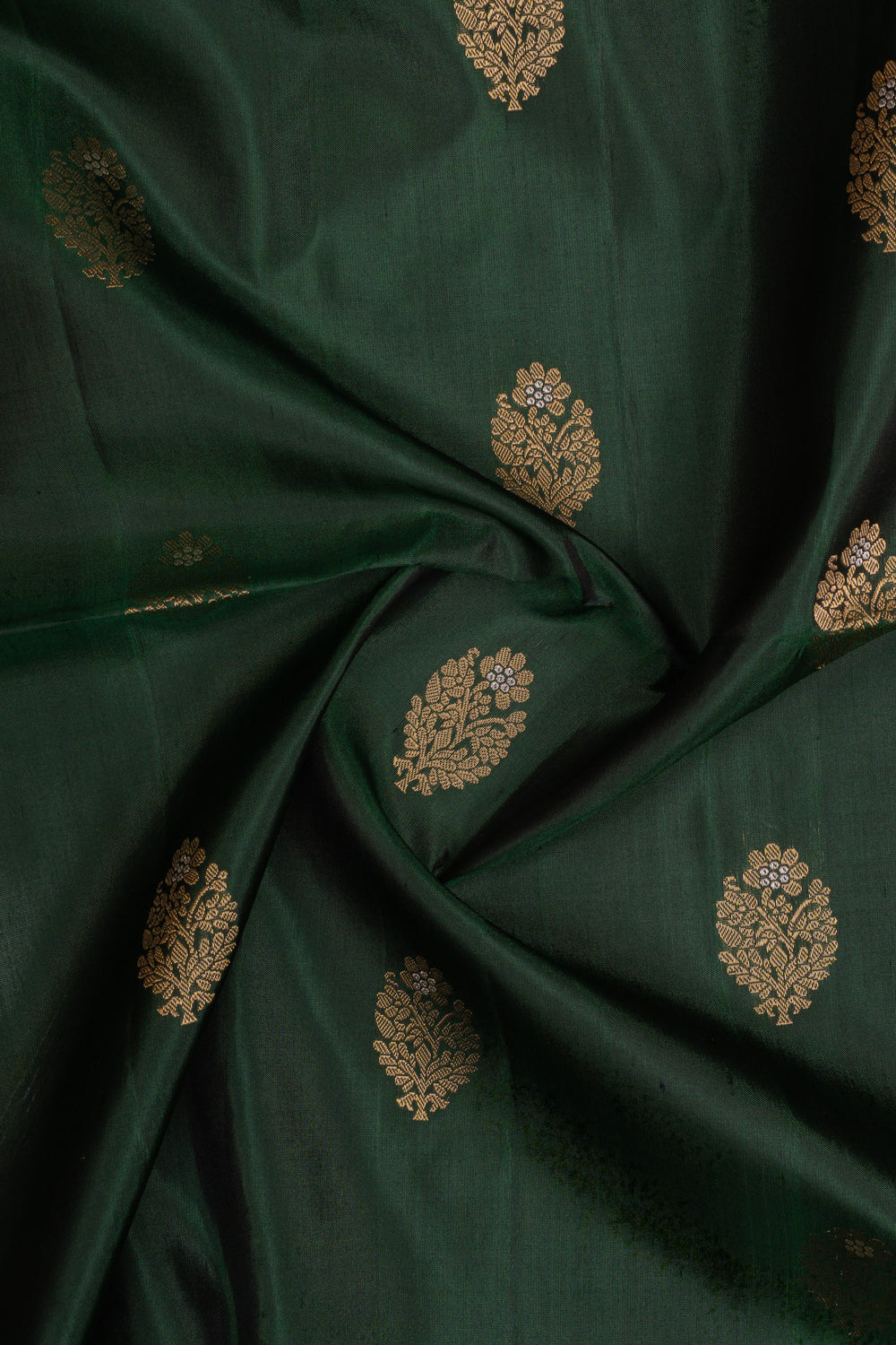Bottle green and peach traditional pure soft silk saree