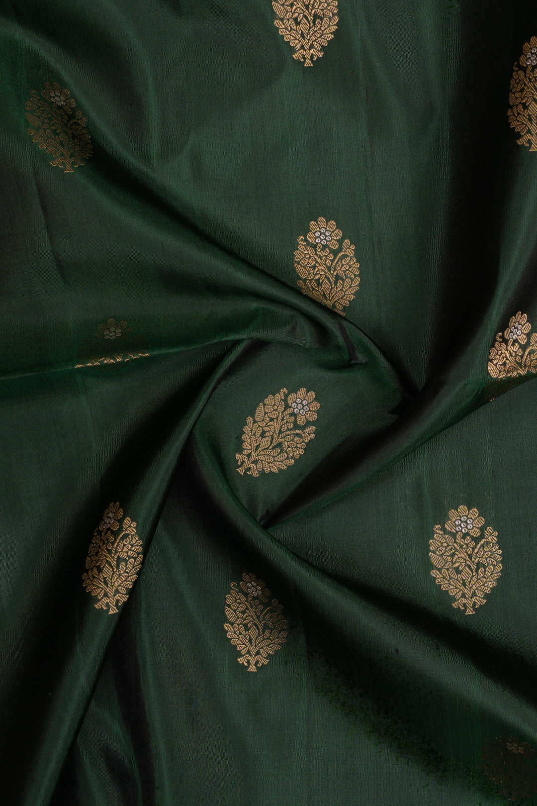 Bottle green and peach traditional pure soft silk saree