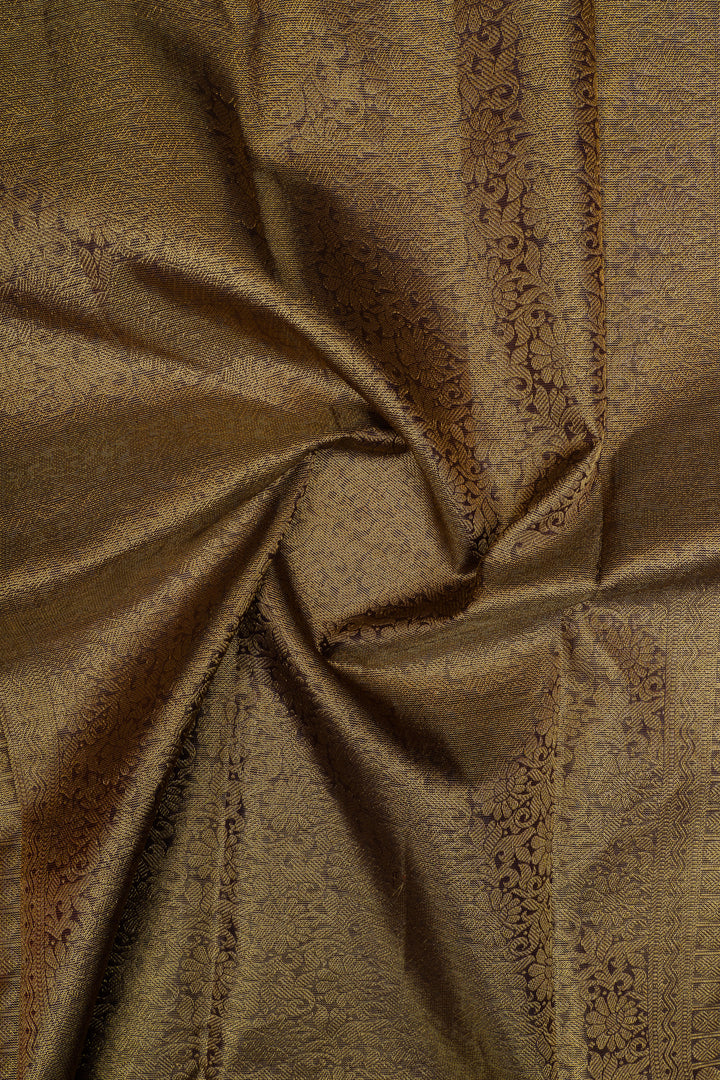 Rust orange and navy blue Vairaoosi pure Kanchipuram silk saree