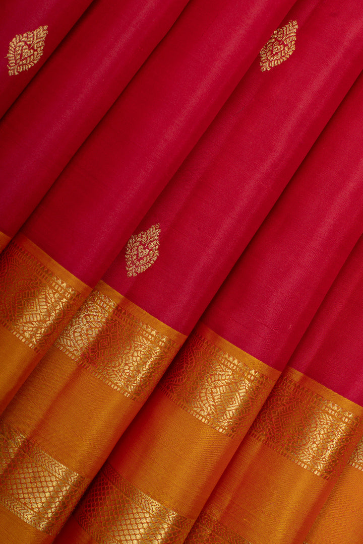 Reddish pink traditional pure kanchipuram silk saree