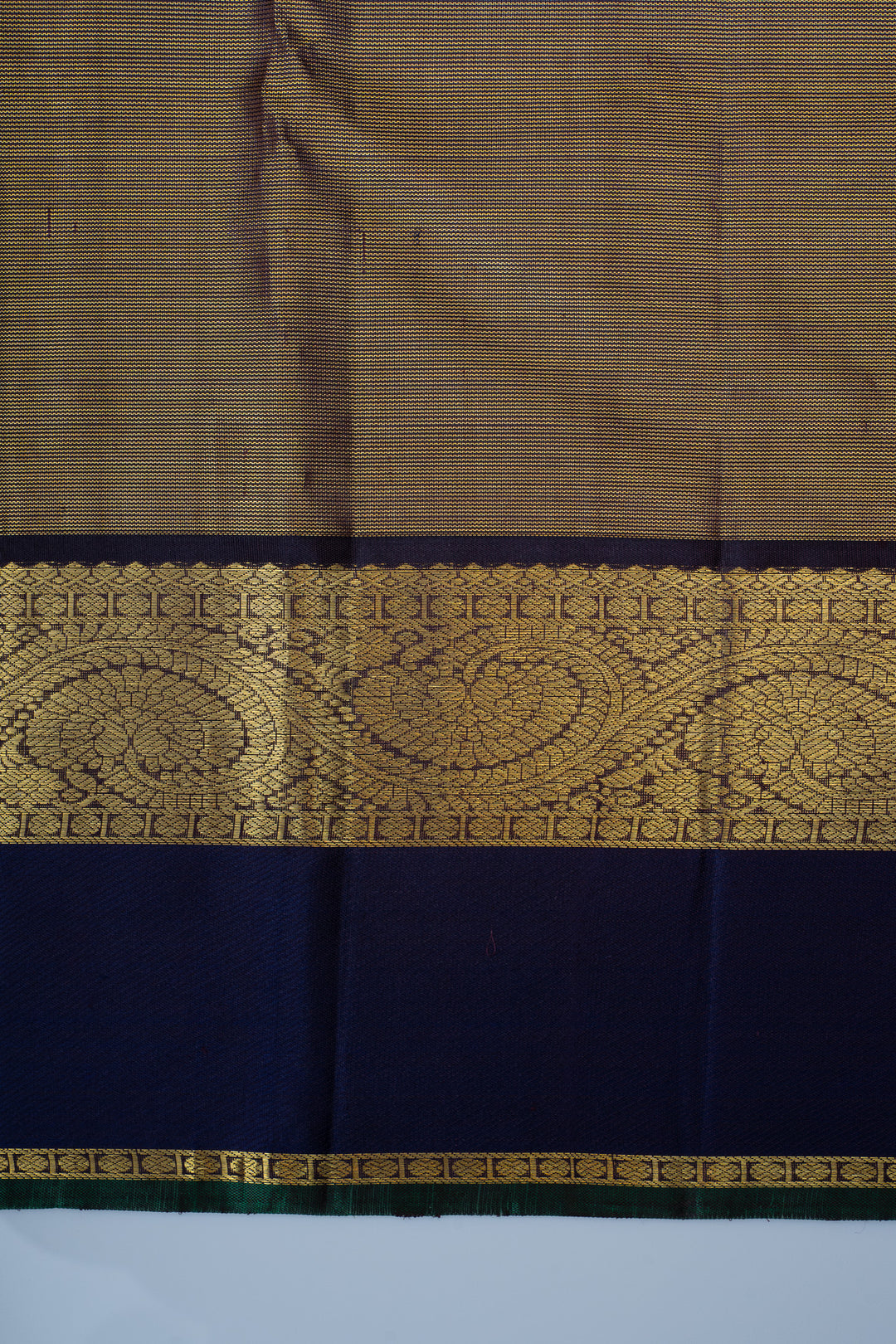 Rust orange and navy blue Vairaoosi pure Kanchipuram silk saree