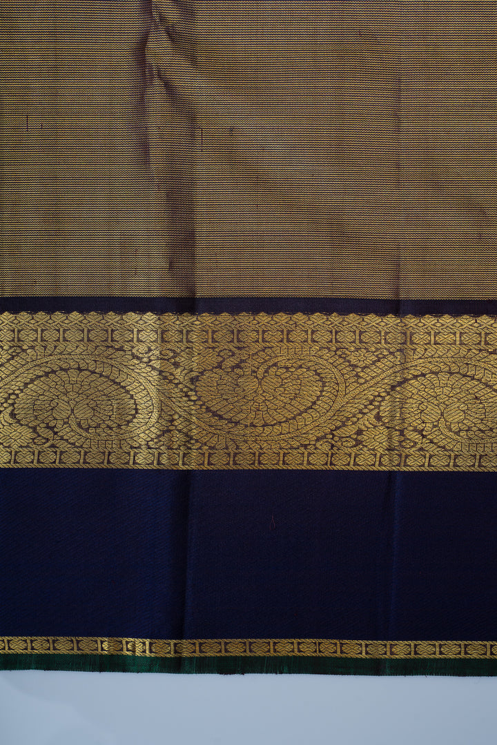 Rust orange and navy blue Vairaoosi pure Kanchipuram silk saree