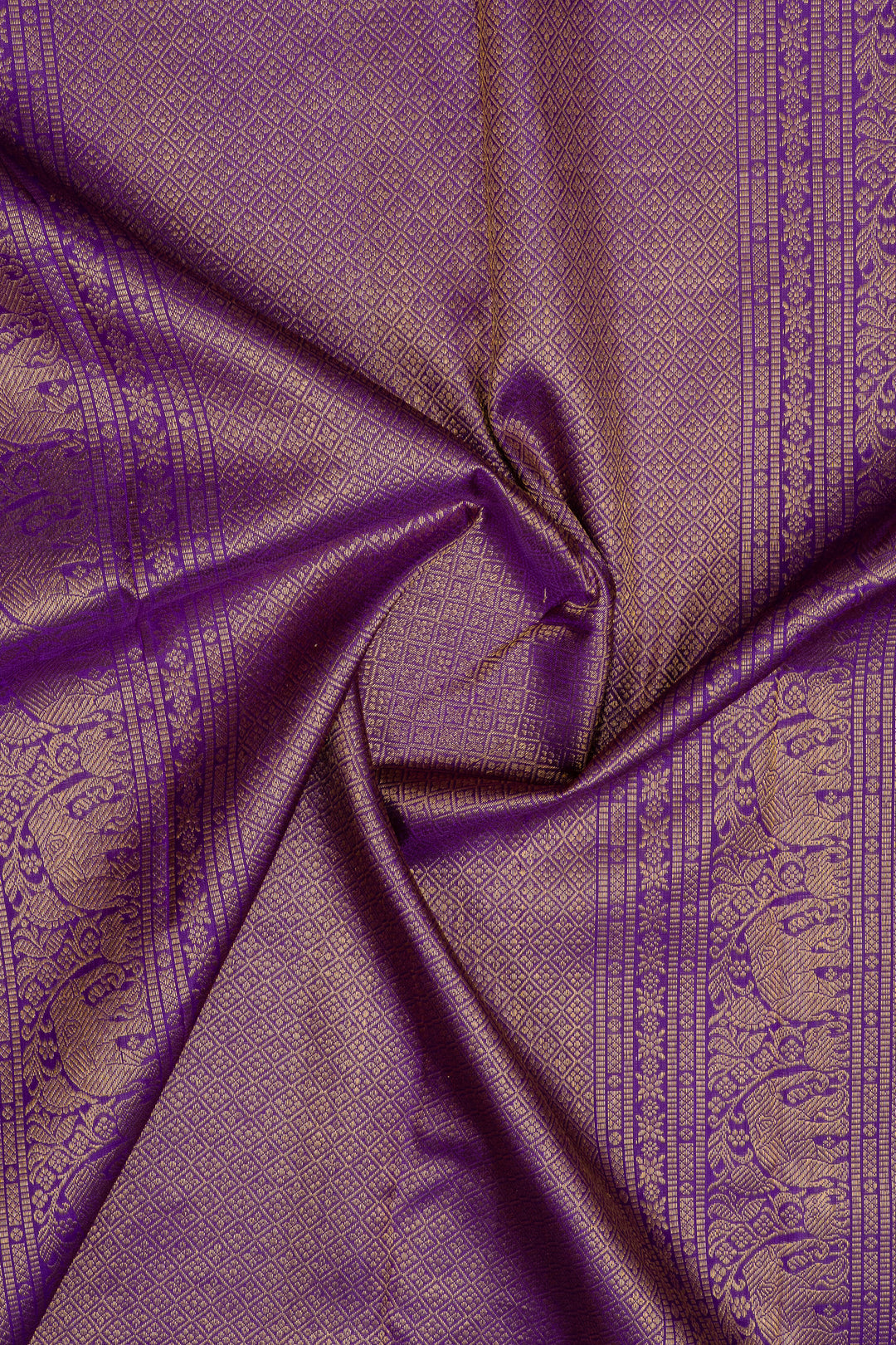 Mint green and purple plus veldhari checks pure kanchipuram silk saree