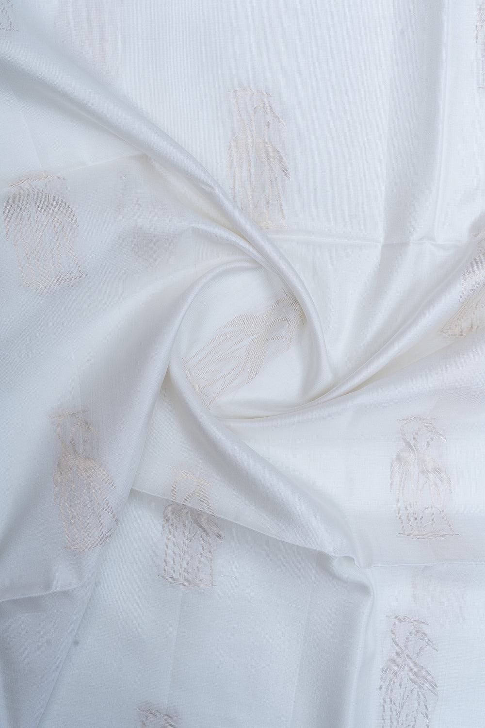 Pearl white borderless pure kanchipuram silk saree