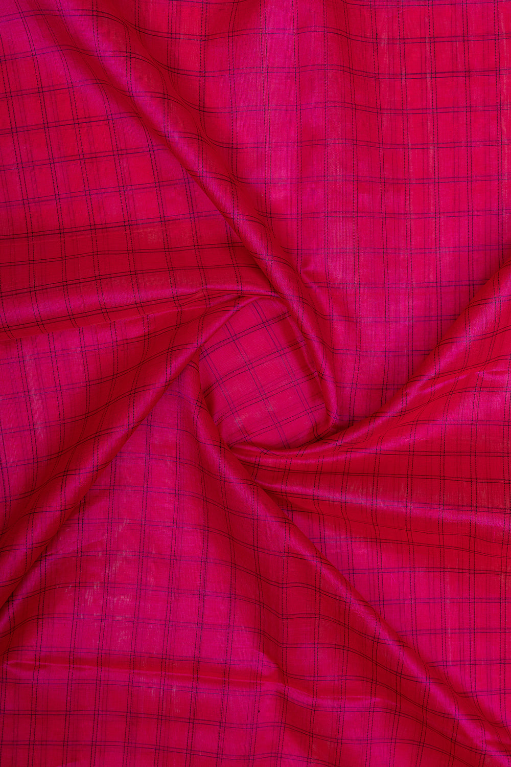 Pink and Green checks silk cotton saree