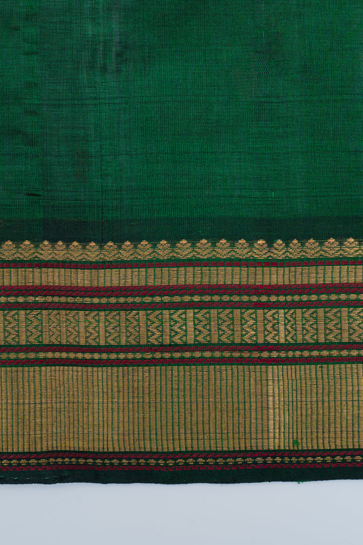 Pink and Green checks silk cotton saree