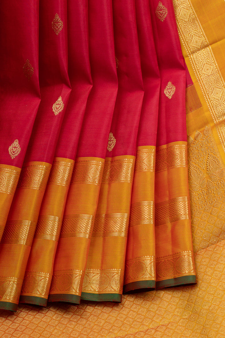 Reddish pink traditional pure kanchipuram silk saree