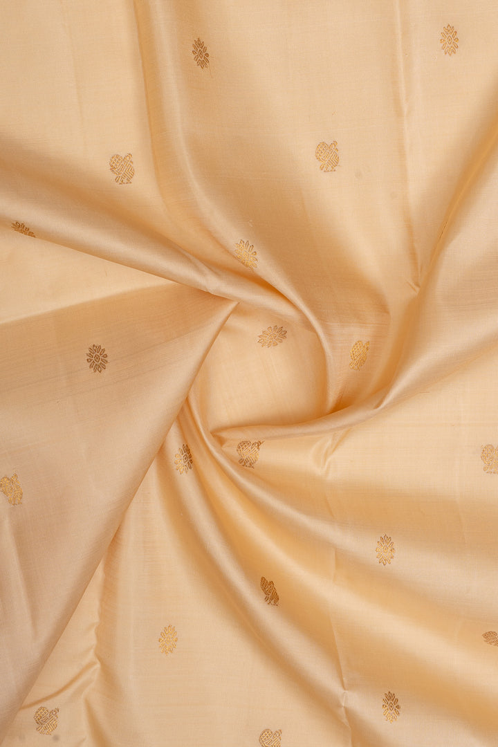 Cream and purple traditional pure kanchipuram silk saree