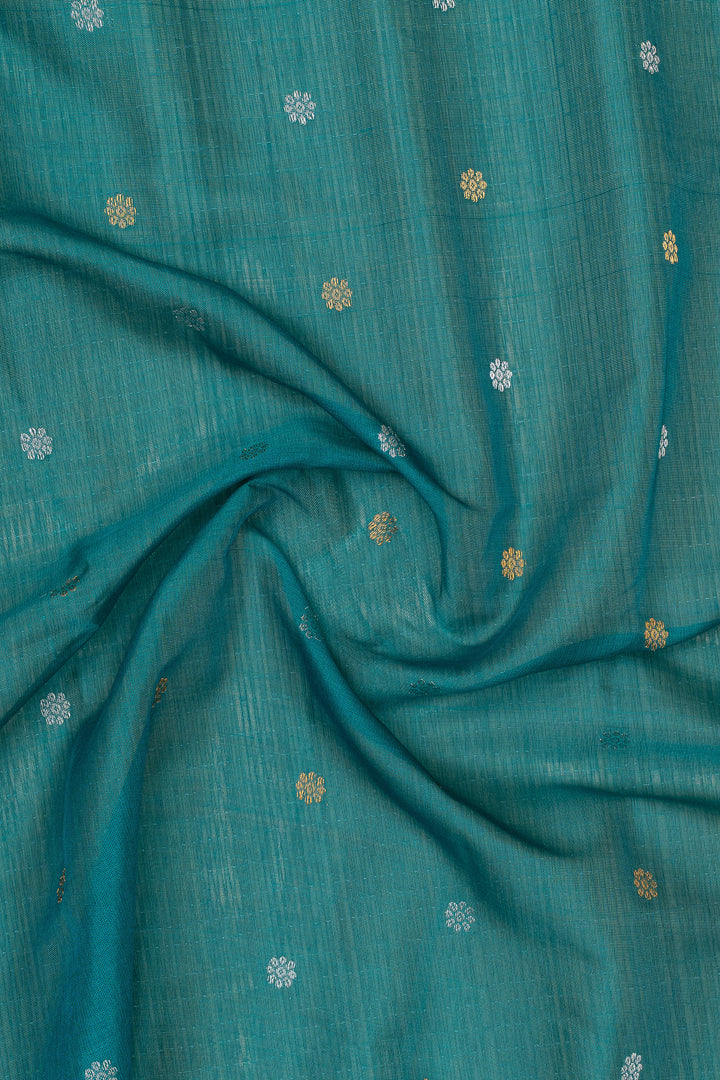 Teal and mustard pure Gadwal silk saree