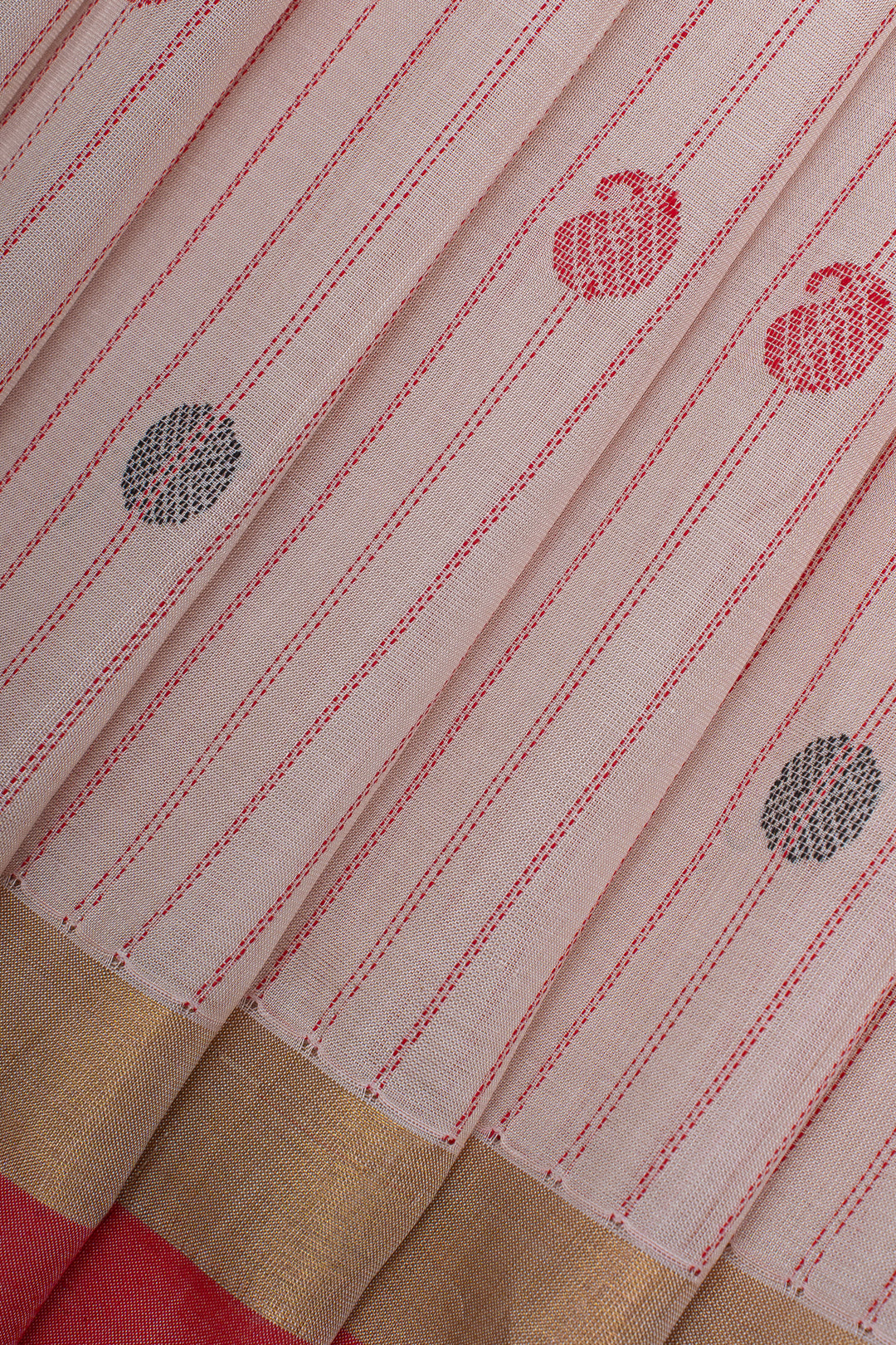 Off white stripes pure silk cotton saree