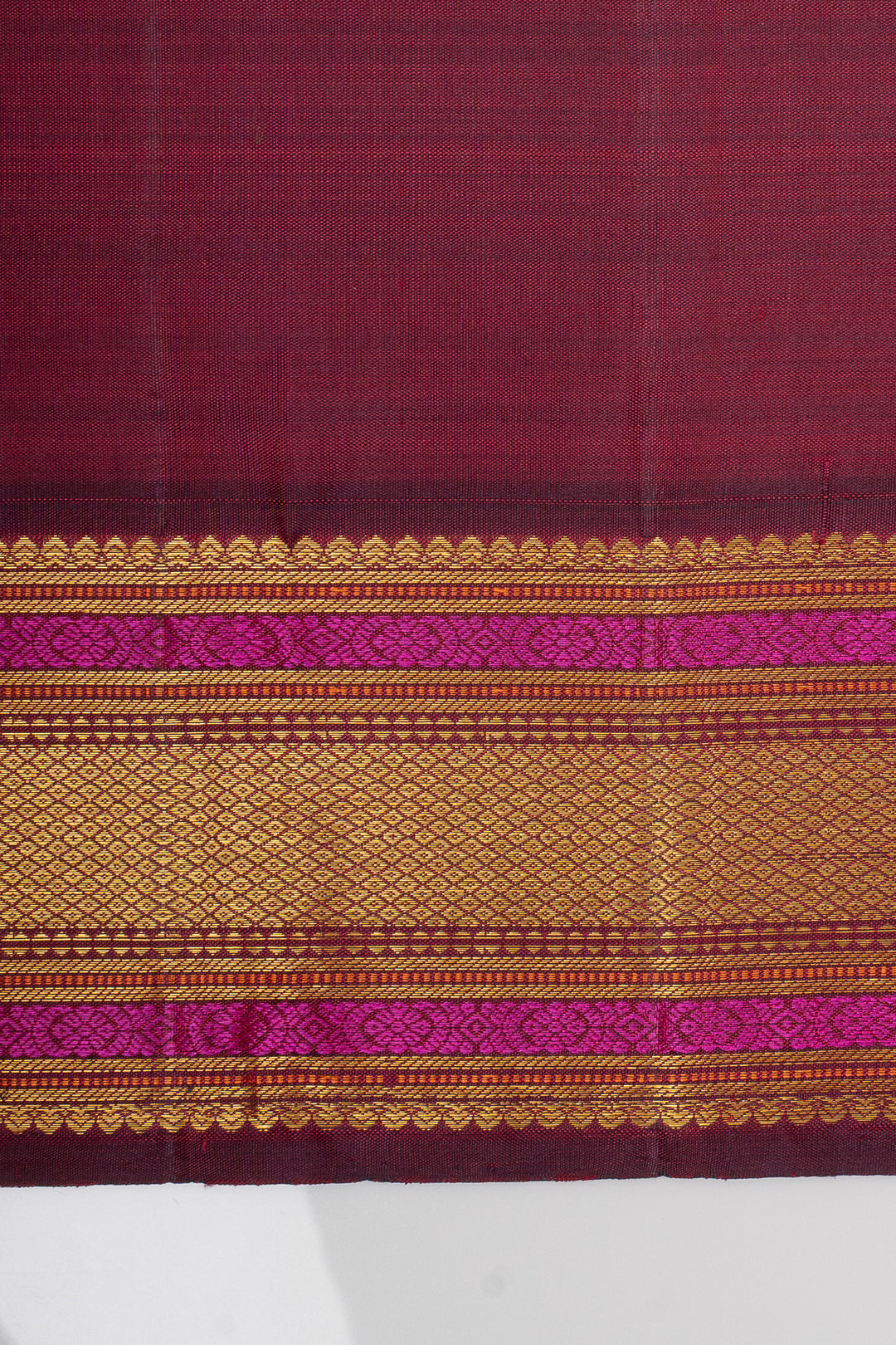 Cream and purple traditional pure kanchipuram silk saree