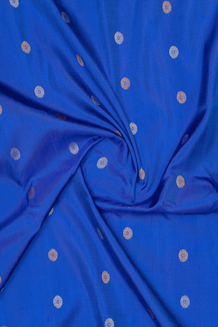 Royal blue and ivory pure Gadwal silk saree