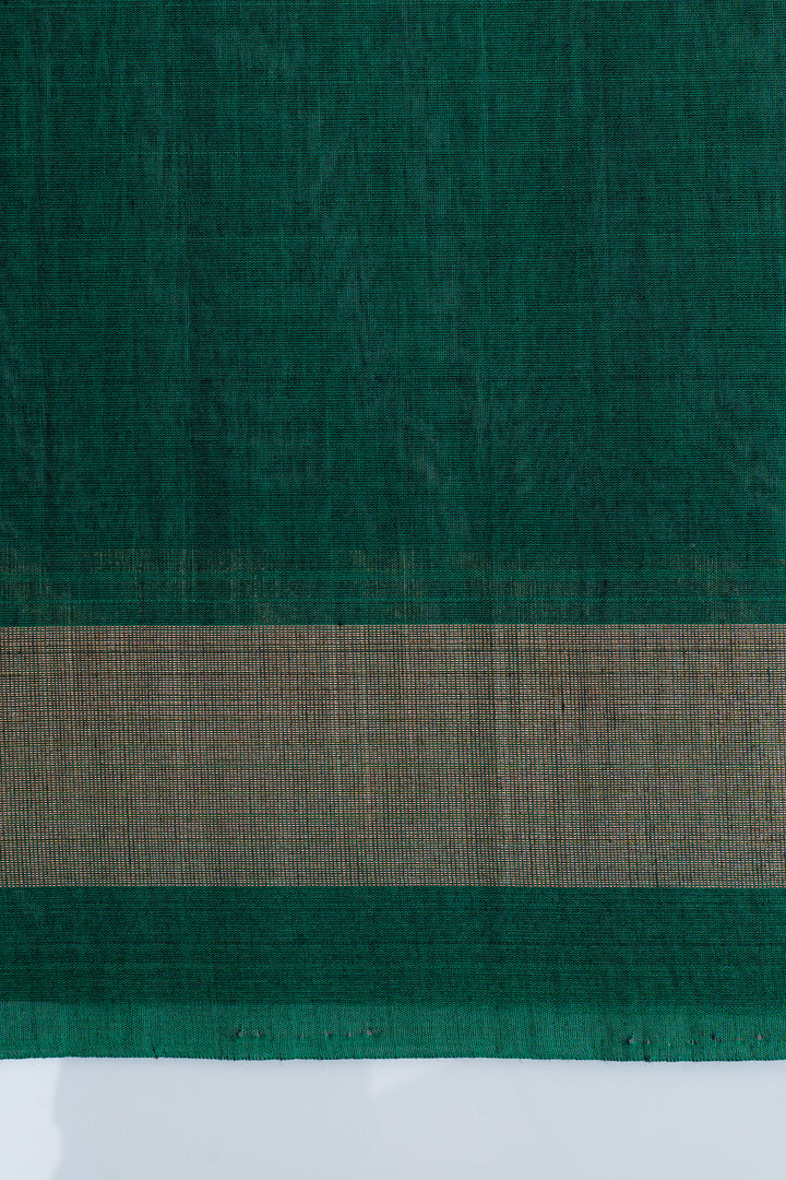 Red and green Ikat silk cotton saree