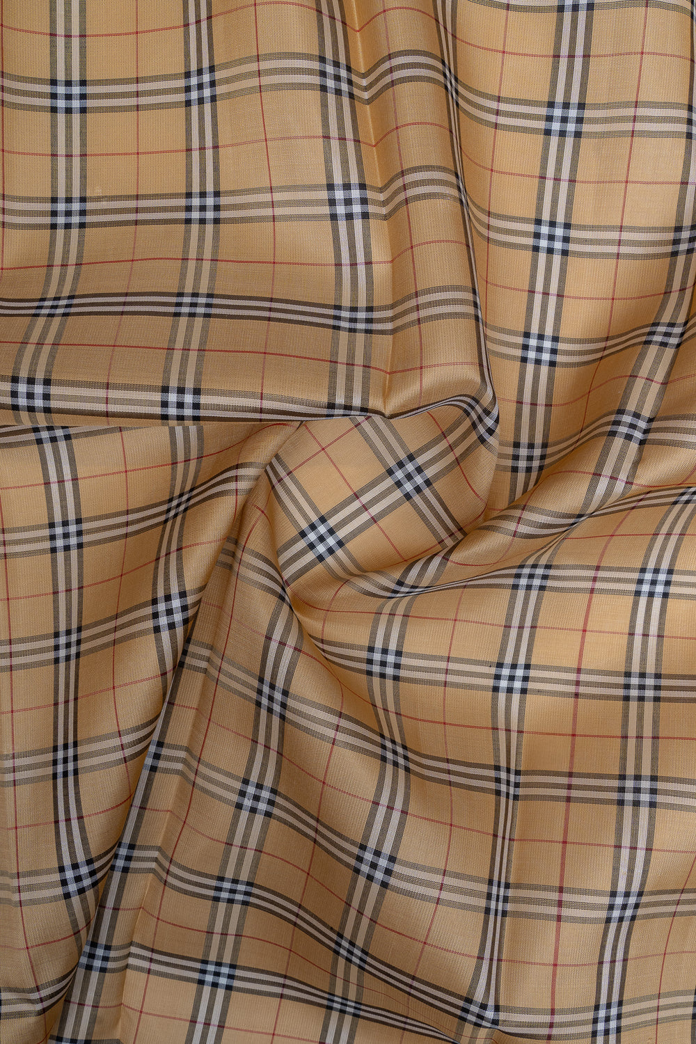 Burberry checks borderless pure Kanchipuram silk saree