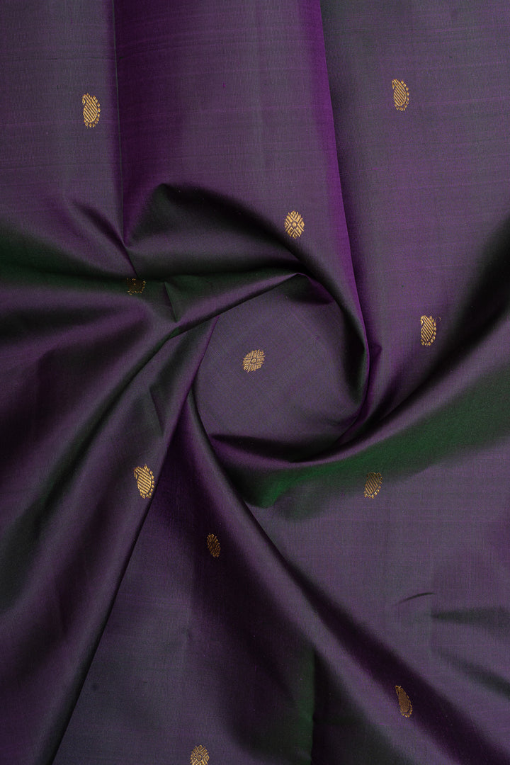 Purple and blue shot colour traditional pure kanchipuram silk saree