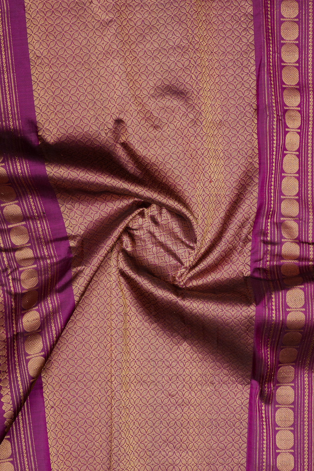 Peach and purple minakari motifs pure Gadwal silk saree